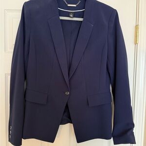 Chic Navy Blazer with Chain Detail